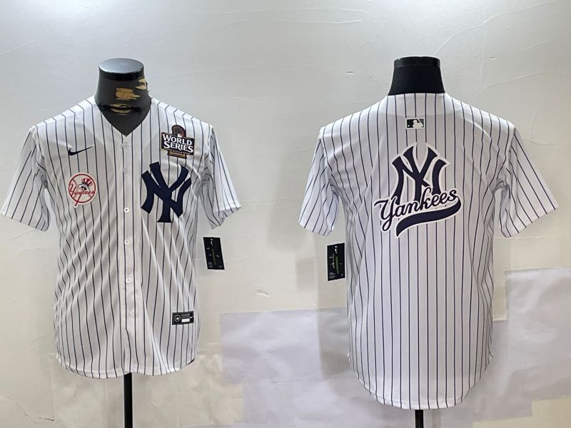 Men New York Yankees Blank White stripe Game 2024 Nike MLB Jersey style 102733